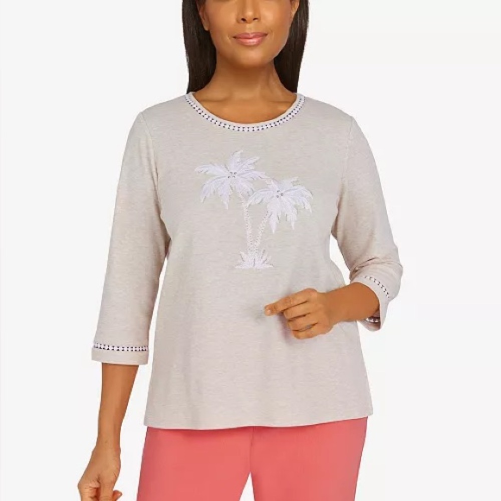 Alfred Dunner Women's Happy Hour Medallion Center Embroidery